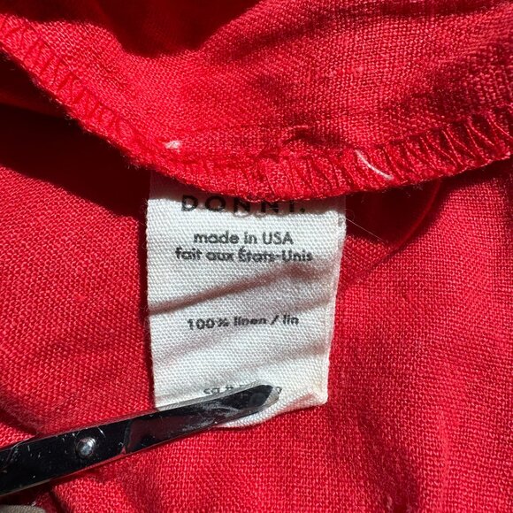 DONNI The Linen Simple Pants Wide Leg Pull on Trousers in Tomato Red XS - Picture 7 of 9